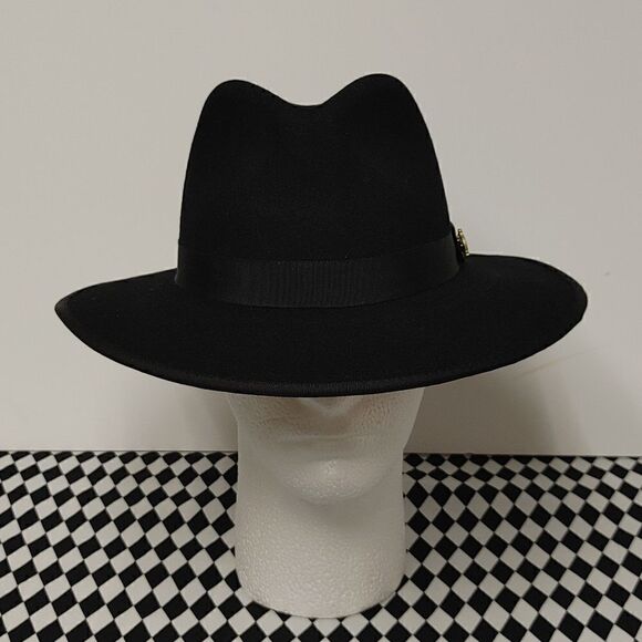 MEN'S MONTIQUE BLACK 100% WOOL FELT 3 1/8" BRIM RED BOTTOM FEDORA HAT. H80 - Picture 1 of 8